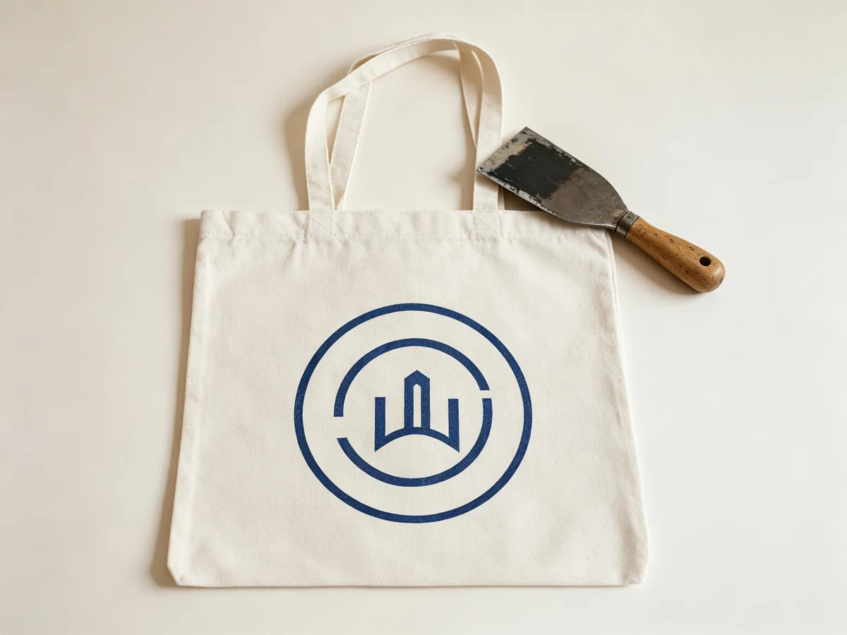 Screen printed logo on a cotton tote bag