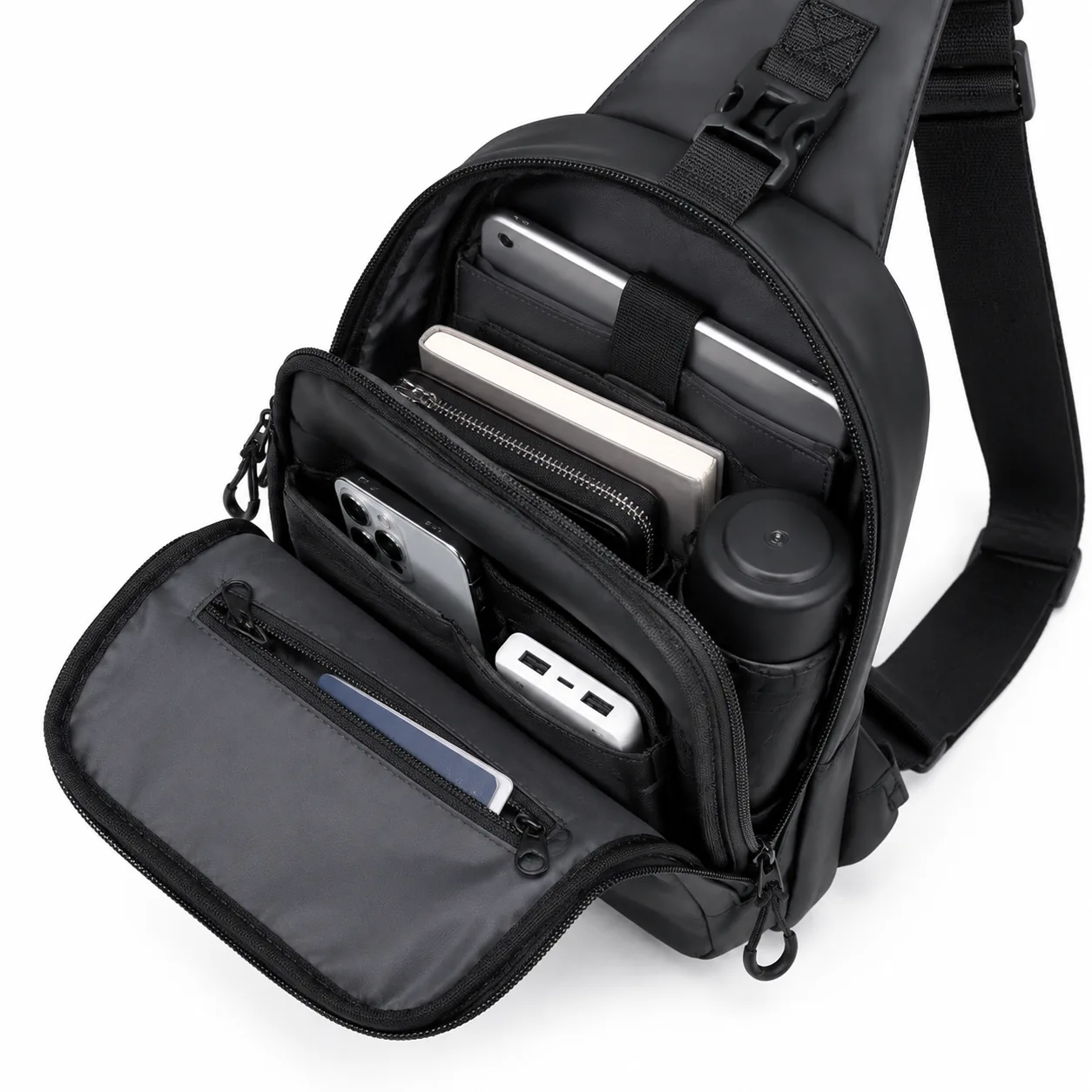 Metro Sling Crossbody Bag — Organized interior