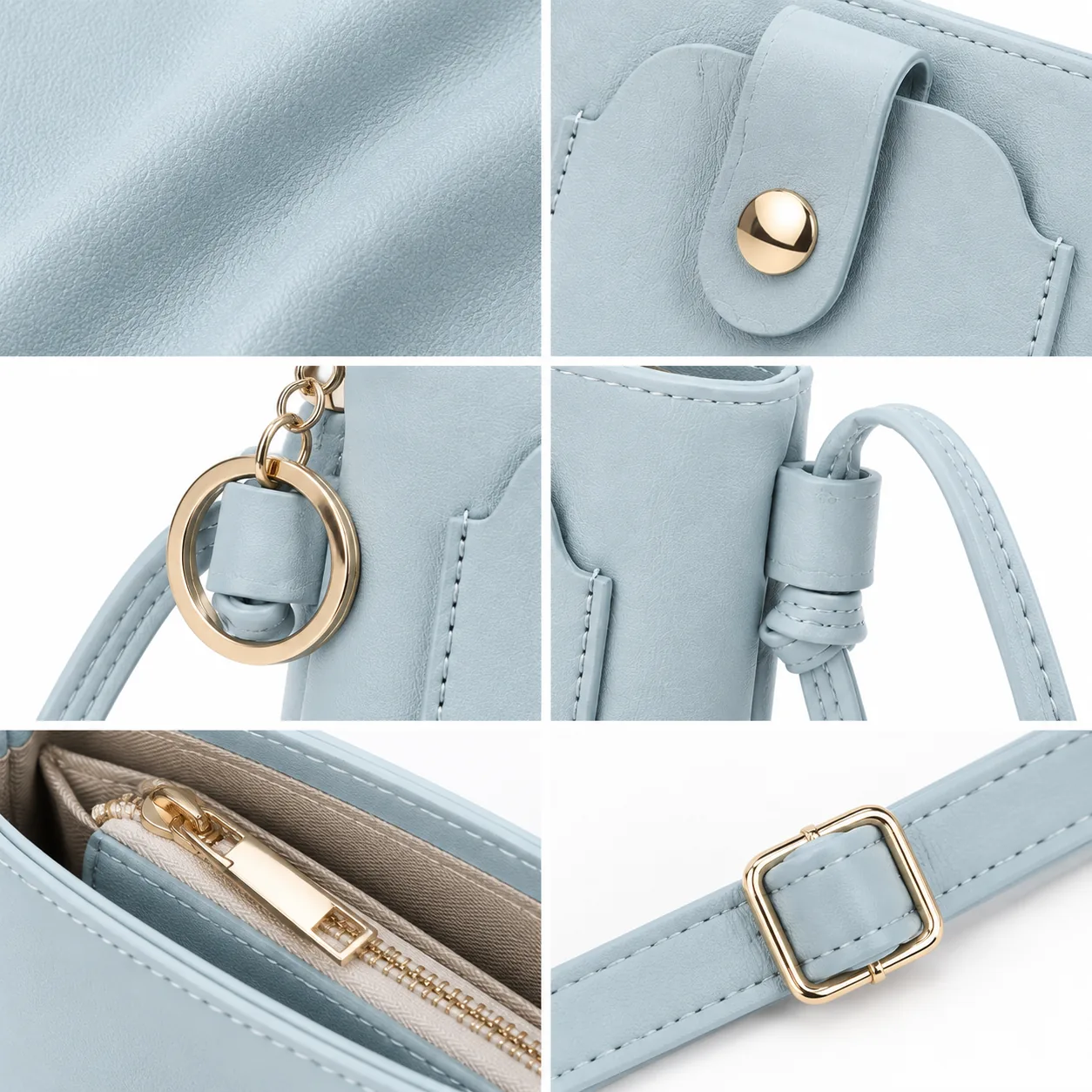 Sky Blue Phone Crossbody Bag — Material & hardware