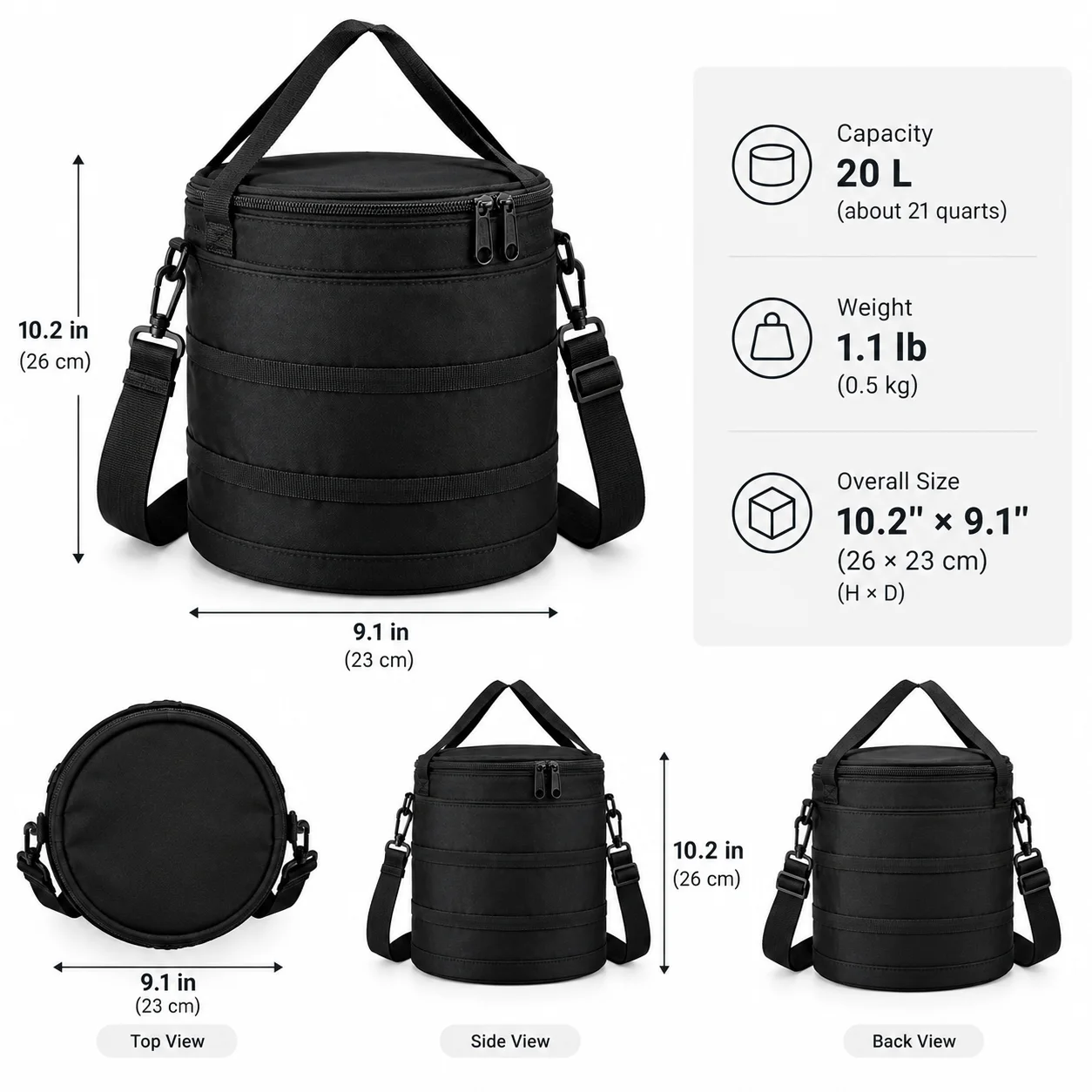 TrailFold Insulated Cooler Bag — Dimensions & capacity