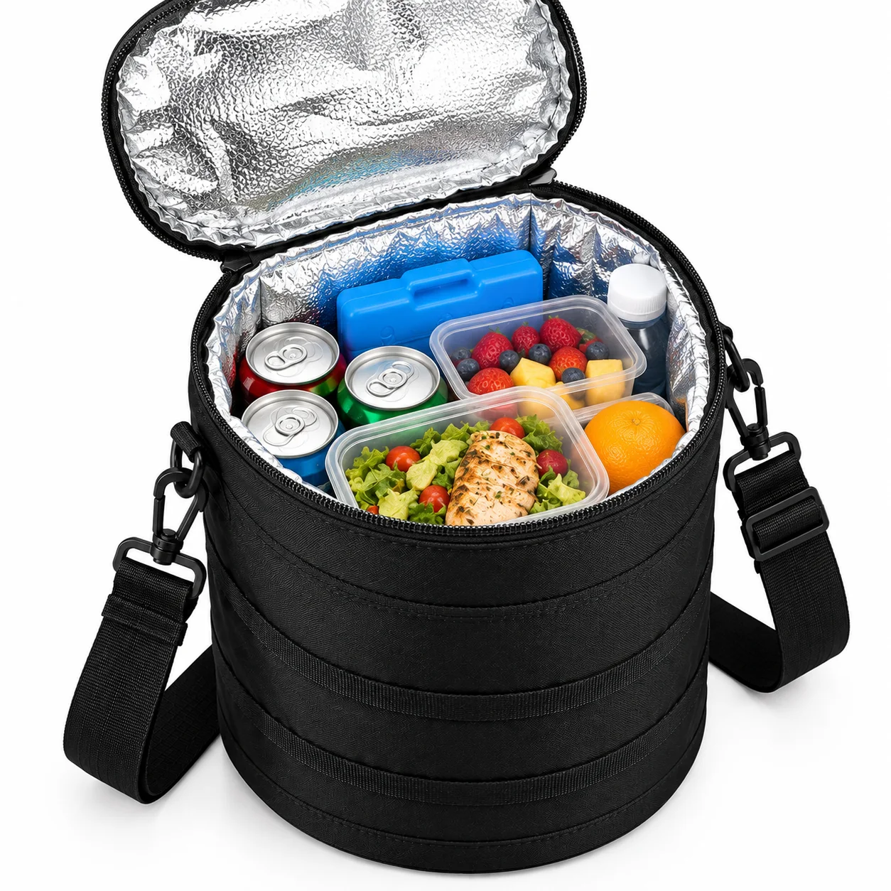 TrailFold Insulated Cooler Bag — Loaded interior