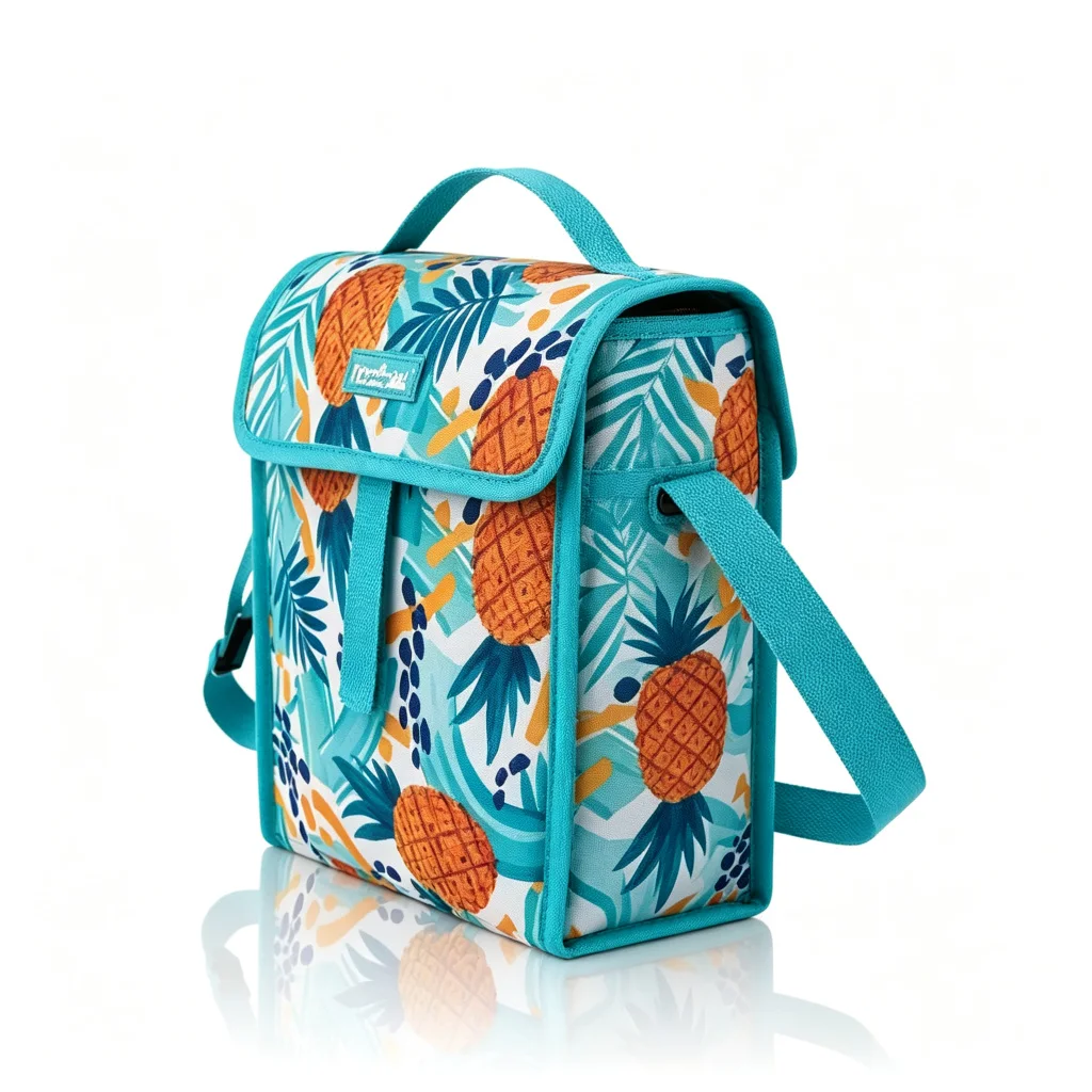 Tropical Pineapple Insulated Lunch Bag — Back & shoulder strap