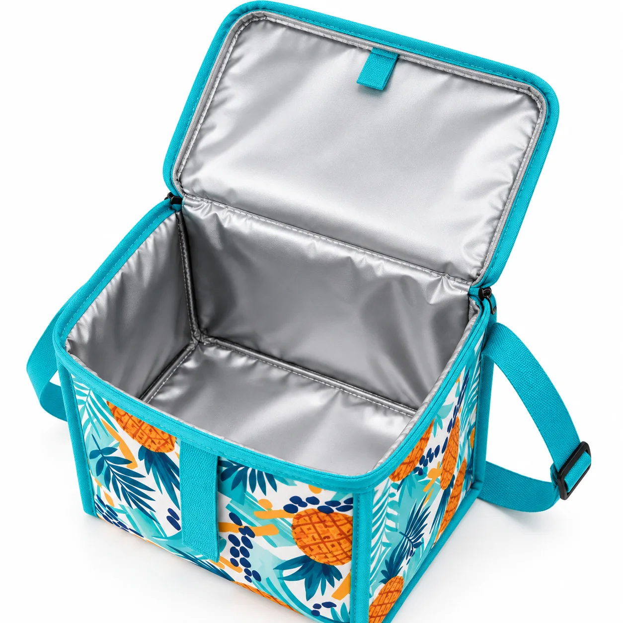 Tropical Pineapple Insulated Lunch Bag — Insulated interior