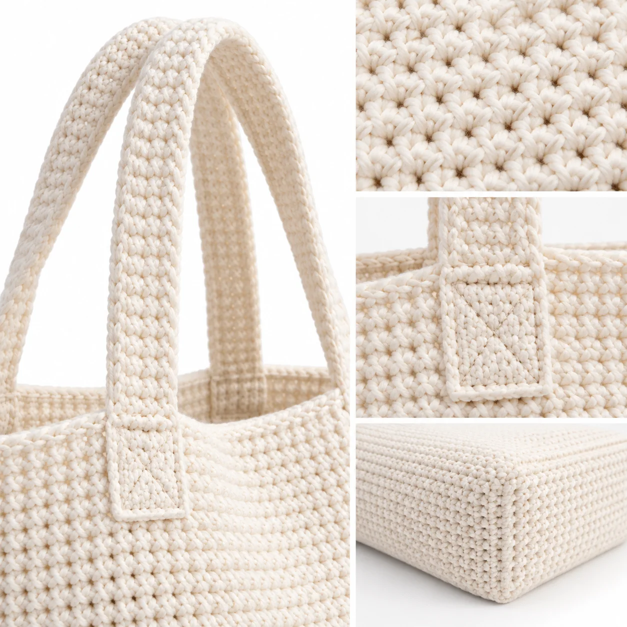 PearlKnit Mini Tote Bag — Knit & handle detail