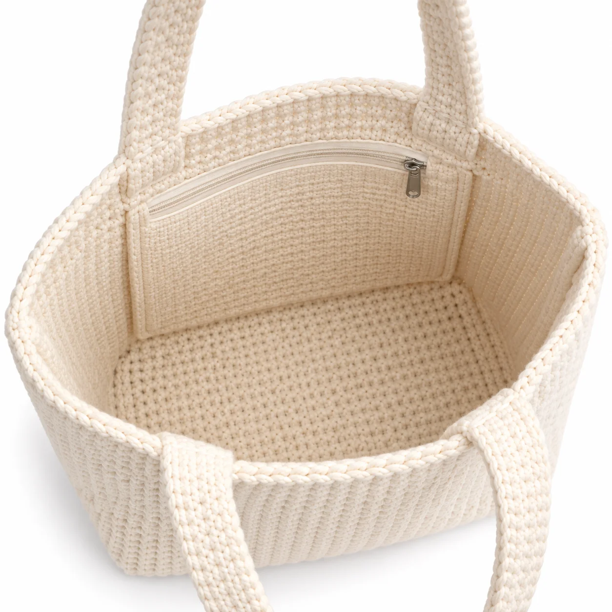 PearlKnit Mini Tote Bag — Open interior