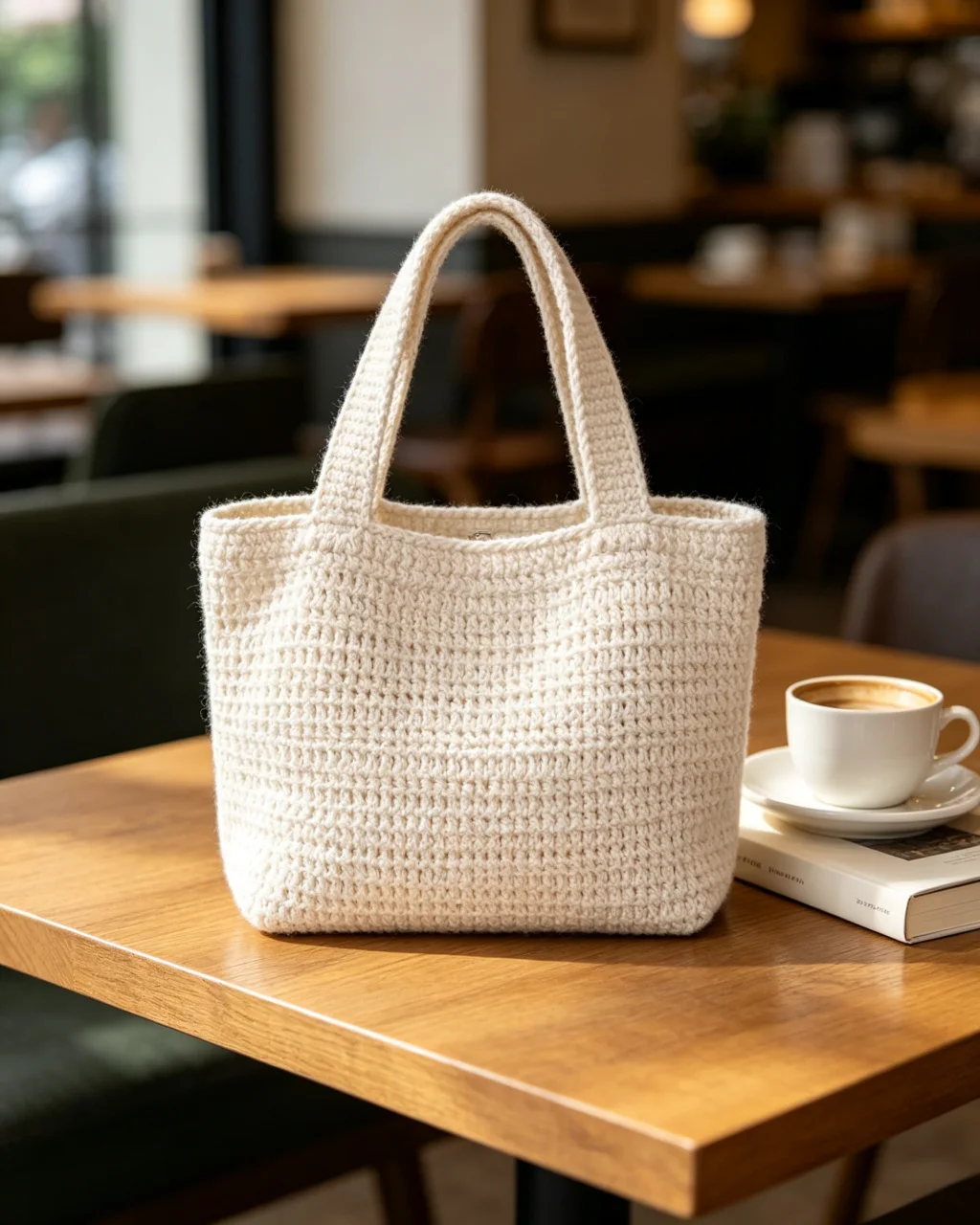 PearlKnit Mini Tote Bag — Tabletop scale