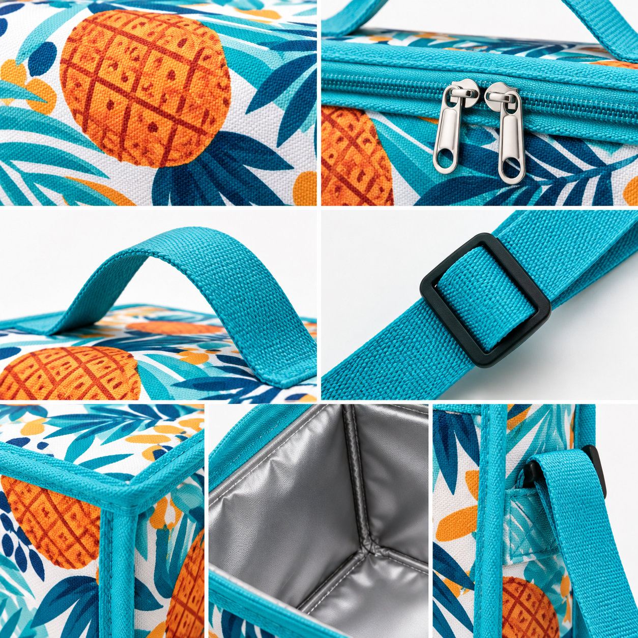 Tropical Pineapple Insulated Lunch Bag – Portable Cooler Bag for Picnic, Work & Outdoor Activities - Image 5